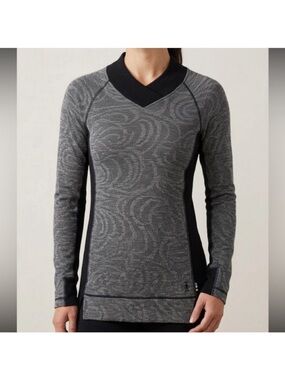 Smartwool Merino Wool Base Layer Sweater Vneck Grey Black Size Medium